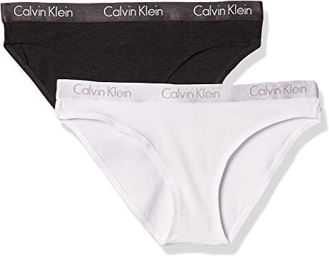 Photo 1 of Calvin Klein Women's Motive Cotton Multipack Bikini Panty (2-pack)
Size: Small
Color: White and Blue