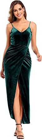 Photo 1 of Ababalaya Elegant Spaghetti Strap Velvet Holiday Party Dresses for Women L 
