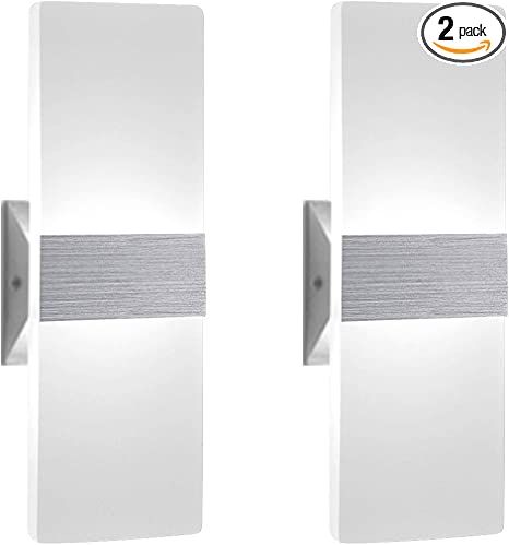 Photo 1 of Modern Wall Sconce 12W, Set of 2 LED Wall Lamp Cool White Acrylic Material Hardwired Wall Mounted Wall Lights
