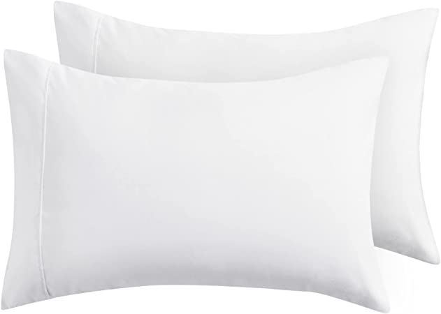 Photo 1 of Bedsure Pillowcases Standard Size Set of 2 - White Standard Pillow Cases 2 Pack 20 x 26 inches, Brushed Microfiber, Pillow Case Covers with Envelop Closure
