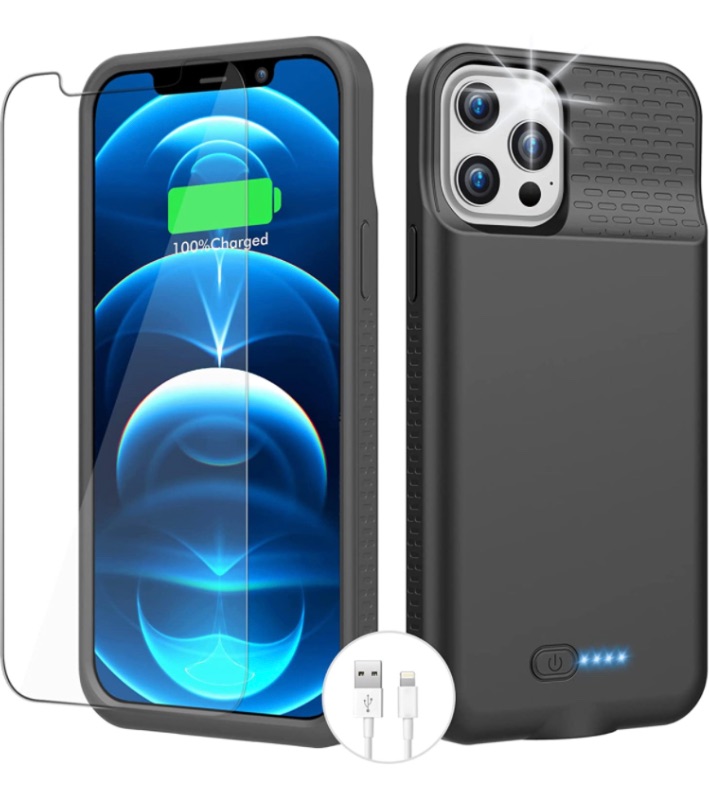 Photo 1 of attery Case for 12/12 Pro, Real 7000mAh Rechargeable Ultra-Slim Charging Case with 1x Screen Protector & 1x Cable for iPhone 12/12 Pro Extended Battery Pack(6.1 inch)
