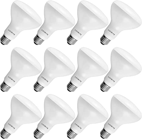 Photo 1 of 12-Pack BR30 LED Bulb, Luxrite, 65W Equivalent, 4000K Cool White, Dimmable, 650 Lumens, LED Flood Light Bulbs, 9W, E26 Medium Base, Damp Rated, Indoor/Outdoor - Living Room, Kitchen, Recessed Lighting
