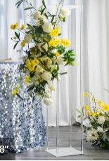 Photo 1 of 48" Clear Acrylic Floor Vase Flower Stand With Mirror Base, Wedding Column
