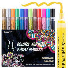 Photo 1 of Paint Pens for Rock Painting, Acrylic Paint Markers for Craft Stone Ceramic Glass Decorations Ornaments Pens Set of 14 Colors - DIY Art Making Supplies

