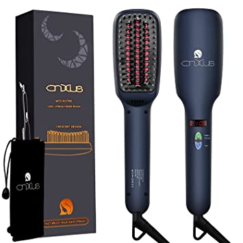 Photo 1 of Ionic Hair Straightener Brush, CNXUS MCH Ceramic Heating + LED Display + Adjustable Temperatures + Anti Scald Hair Straightening Brush, Portable Frizz-Free Hair Care Silky Straight Heated Comb
