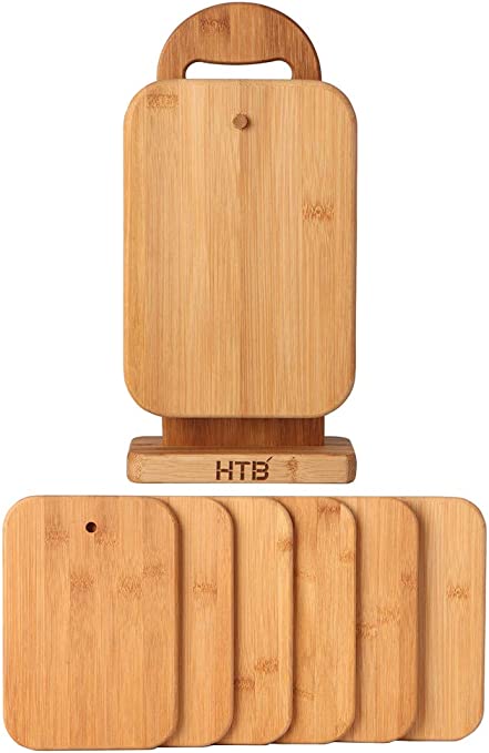 Photo 1 of Bamboo Cutting Board Set for Kitchen,Small Cutting Boards with Holder,Serving Boards for Sandwich Cheese Meal Breakfast
