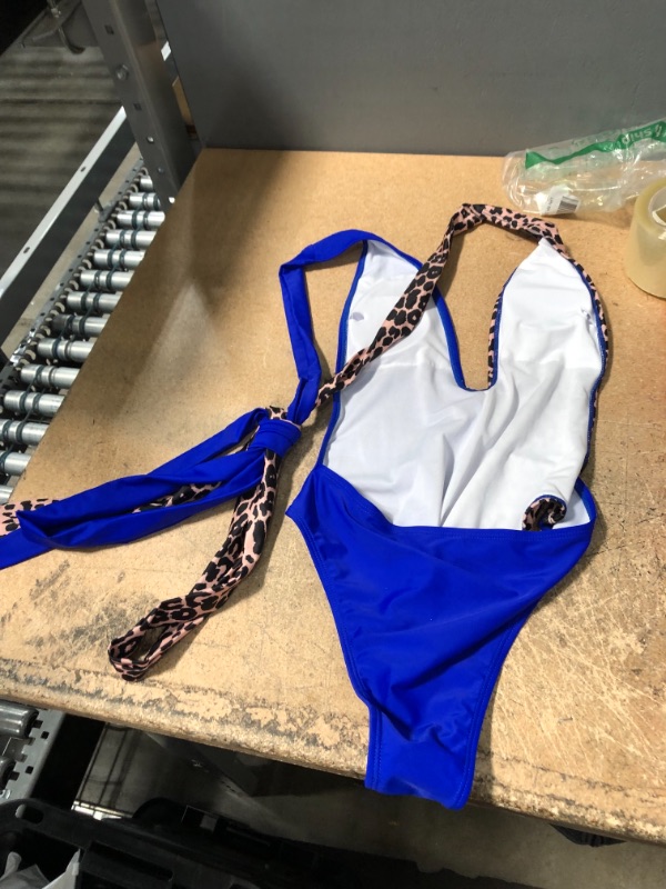 Photo 2 of COLORBLOCK BLUE AND LEOPARD PRINT MONOKINI MEDIUM (ACTUAL SWIMSUIT IS BLUE AND LEOPARD PRINT NOT PINK. STYLES ARE SAME) MEDIUM