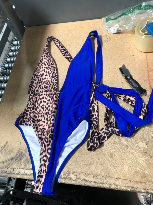 Photo 3 of COLORBLOCK BLUE AND LEOPARD PRINT MONOKINI MEDIUM (ACTUAL SWIMSUIT IS BLUE AND LEOPARD PRINT NOT PINK. STYLES ARE SAME) MEDIUM