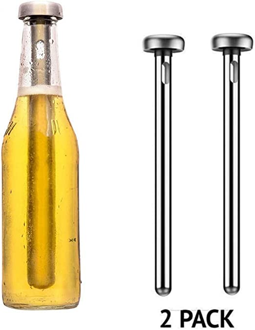 Photo 1 of 2 Pack Beer Chiller Sticks for Bottles, Stainless Steel beer stick cools beer while drinking, Beer Lover Birthday Gift Ideas for Men Who Have Everything Him Brother Adult, Unique Cool Stuff Gadget