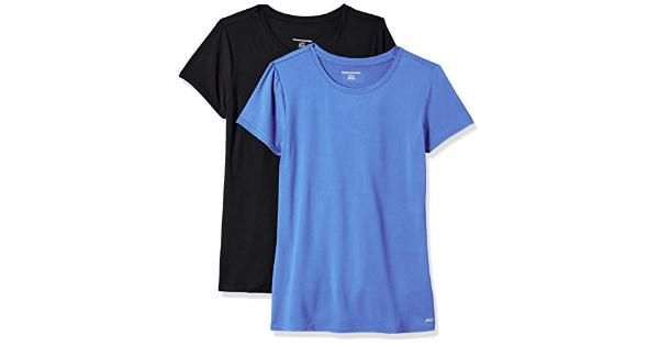 Photo 1 of Amazon Essentials Women's Tech Stretch Short-Sleeve Crewneck T-Shirt, Pack of 2 MEDIUM