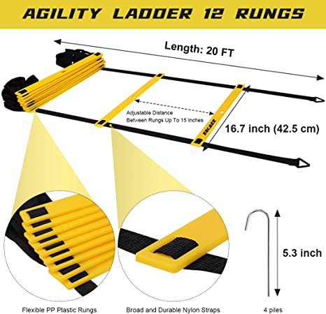 Photo 1 of Agility Ladder Speed Training Equipment Set, 20Ft Adjustable 12 Rung Workout Ladder,