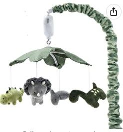 Photo 1 of The Peanutshell Dinosaur Crib Mobile for Baby Boys or Girls | Digital Music Box with 12 lullabies | Green Camo & Dino 