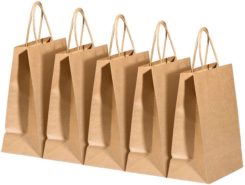 Photo 1 of RACETOP Brown Gift Bags with Handles Bulk, 8"x4.5"x10.8" 50Pcs Brown Paper Bags with Handles Bulk, Brown Kraft Paper Bags, Gift Bags Bulk, Retail Bags, Shopping Bags, Favor Bags
