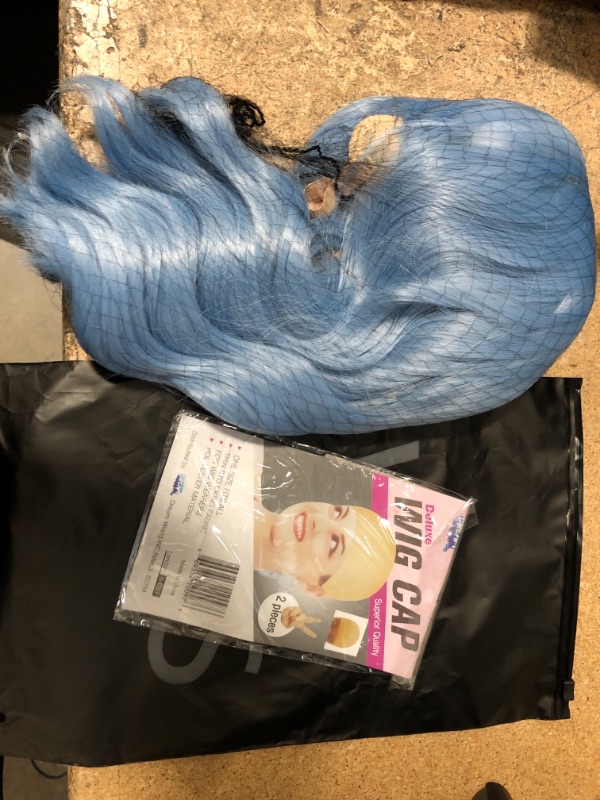 Photo 2 of Light Blue Wig, Blue Wig with Bangs for Women, Short Curly Wavy Bob Wigs for Women, Colorful Medium Length Wig, Pastel Colored Cosplay Wig for Women Girls(14"Light Blue)
