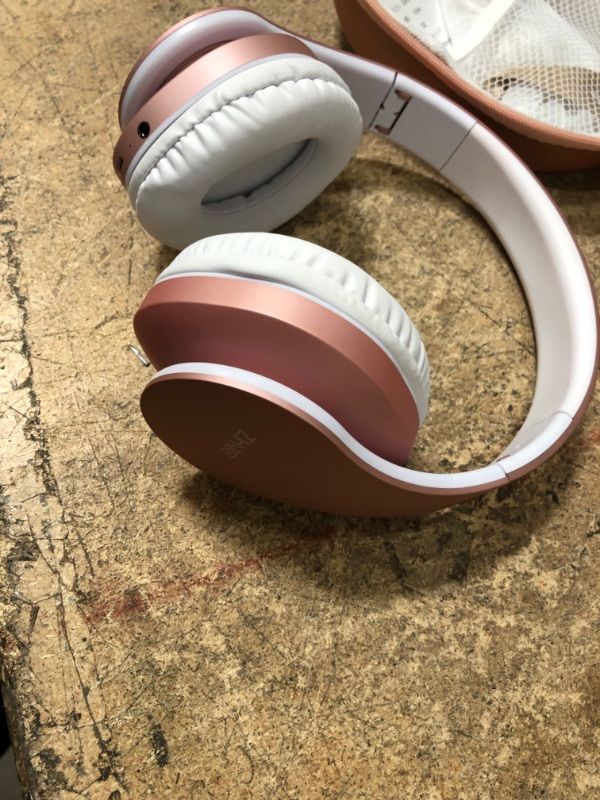 Photo 2 of Bluetooth Headphones Over-Ear, Zihnic Foldable Wireless and Wired Stereo Headset Micro SD/TF, FM for Cell Phone,PC,Soft Earmuffs &Light Weight for Prolonged Wearing(Rose Gold)
