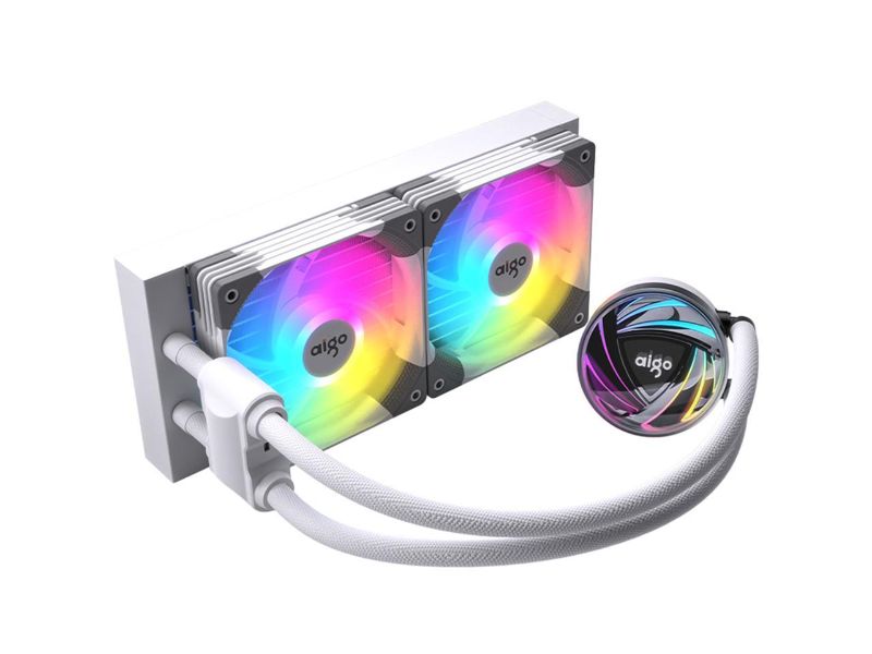 Photo 1 of aigo AT240 240mm CPU Liquid Cooler AIO RGB Water Cooling System ARGB Radiator with 120mm PWM Fans for Intel LGA 1200/115X/20XX for AMD AM4/AM3+/AM3 White
