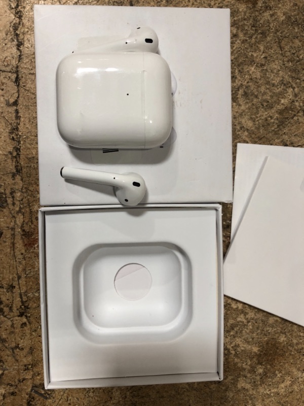 Photo 2 of Apple AirPods (2nd Generation) Wireless Earbuds with Lightning Charging Case Included. Over 24 Hours of Battery Life, Effortless Setup. Bluetooth Headphones for iPhone
