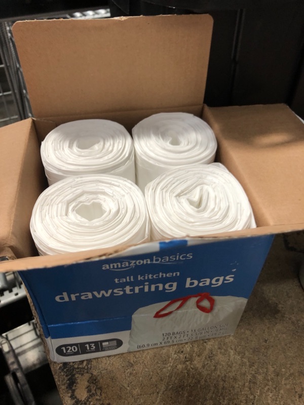 Photo 2 of Amazon Basics Tall Kitchen Drawstring Trash Bags, 13 Gallon, 120 Count (Previously Solimo)
