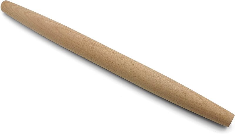 Photo 1 of 2 PACK- Qusuxi French Rolling Pin 18" Classic – Baking wooden rolling pin for pizza, biscuits, pastries, bread, tapered design and smooth construction, basic kitchen utensil (long rolling pin)
