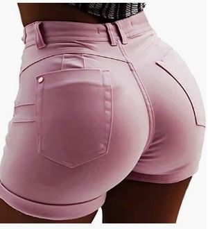 Photo 1 of SIZE: XXL - Lailezou Women's High Waist Denim Shorts Casual Classic Stretchy Folded Hem Belt Washed Summer Sexy Shorts Jeans
