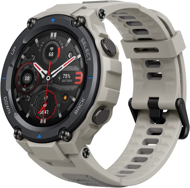 Photo 1 of Amazfit T-Rex Pro Smart Watch for Men Rugged Outdoor GPS Fitness Watch, 15 Military Standard Certified, 100+ Sports Modes, 10 ATM Water-Resistant, 18 Day Battery Life, Blood Oxygen Monitor, Gray
