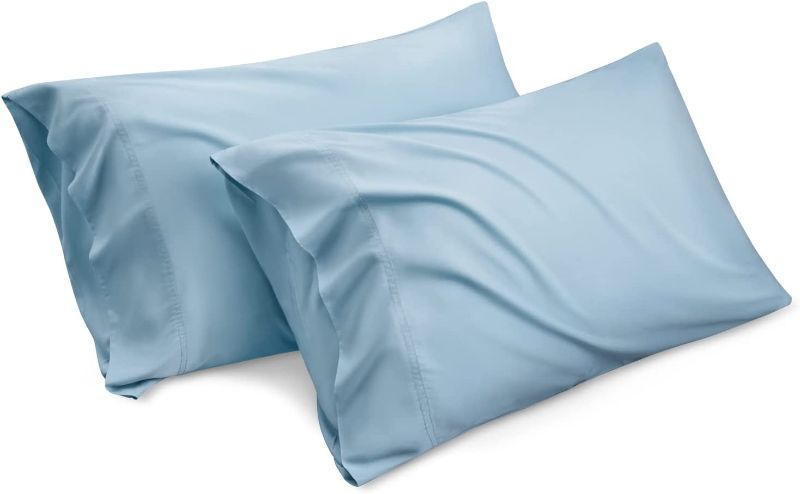 Photo 1 of Bedsure 100% Viscose from Bamboo Pillow Cases Queen - Blue Fog Cooling Pillow Case Set of 2, Silk Pillowcase 2 Pack, Cool Chill & Breathable Pillowcases with Envelope Closure, 20x30 inches
**2 PILLOW CASES**