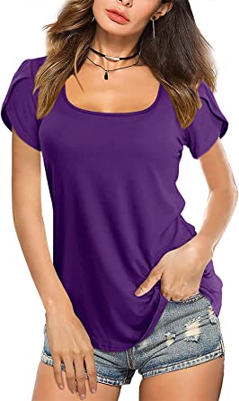 Photo 1 of Cyanstyle Womens Tops Square Neck Summer Petal Sleeve Basic Casual Tshirts
SIZE LARGE 