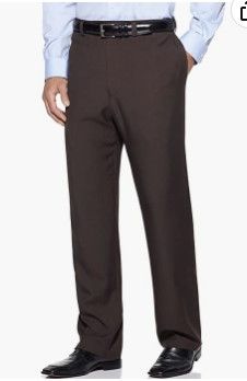 Photo 1 of Haggar Men's ECLO Stria Expandable-Waist Plain-Front Dress Pant (40W X 29L)
