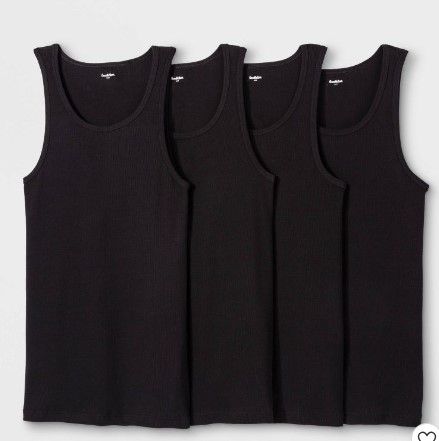 Photo 1 of Men's 4pk Ribbed Tank Top - Goodfellow & Co  LARGE.
