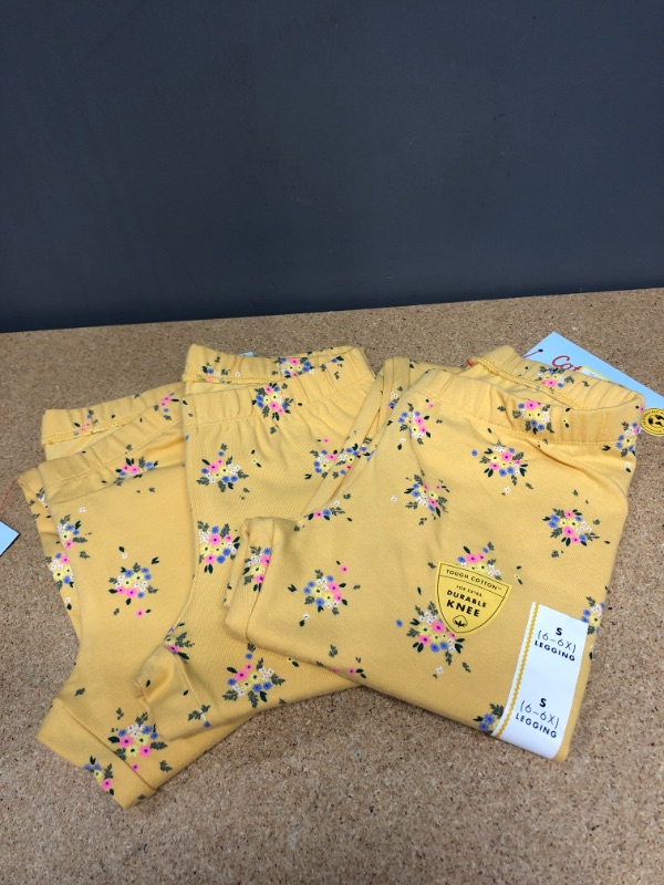 Photo 2 of 3 Packs of Girls' Floral Leggings - Cat & Jack™ Yellow Size S (6-6X) 