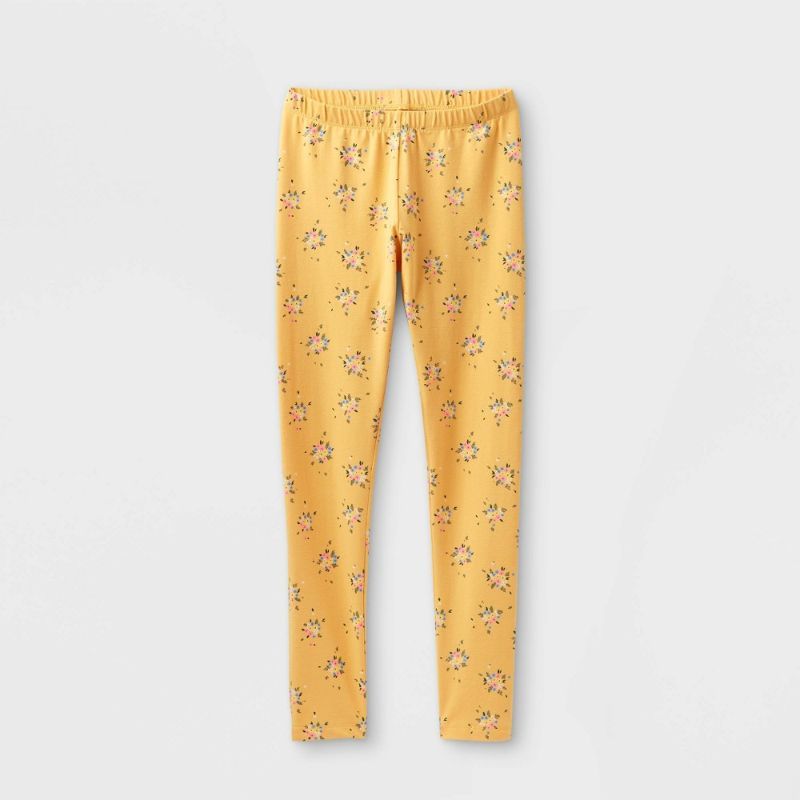 Photo 1 of 3 Packs of Girls' Floral Leggings - Cat & Jack™ Yellow Size S (6-6X) 