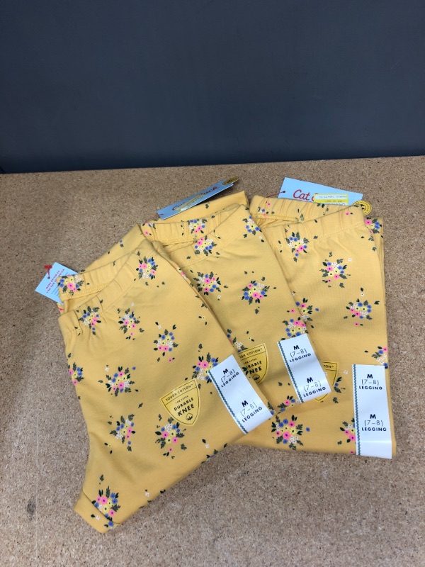 Photo 2 of 3 Packs of Girls' Floral Leggings - Cat & Jack™ Yellow Size M (7-8) 