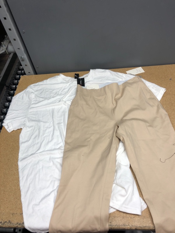 Photo 1 of 2 Sets of Plain White T Shirt (Size XL) and Pant (Size US 4)