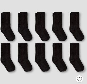 Photo 1 of Boys' 10pk Athletic Crew Socks - Cat & Jack™ Black Size L Shoe Size 3-7