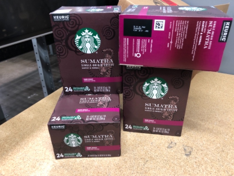 Photo 2 of **EXPIRATION DATE: 07/ 23/22**
Starbucks Coffee K-Cup Pods, Sumatra Single-Origin Coffee, Dark Roast Ground Coffee, Keurig Genuine K-Cup Pods, 24 CT K-Cup Pods Per Box (Pack of 4)
