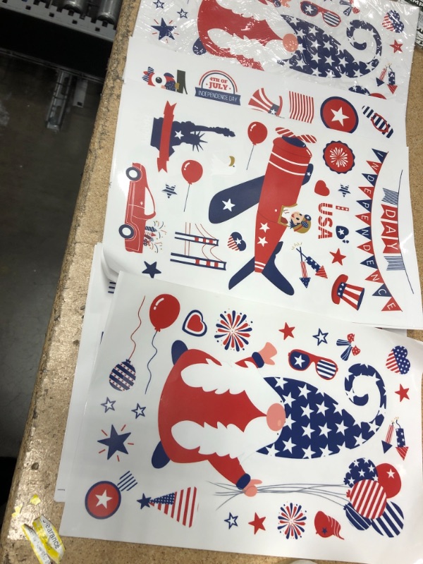 Photo 2 of 4th of July Window Clings Stickers 9 Sheets 175 Pcs Independence Day Window Decorations Double Sided Patriotic Window Decals Stickers.
