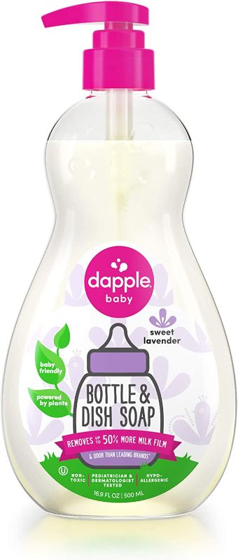 Photo 1 of **3 SOAP BOTTLES**
Baby Bottle Soap & Dish Soap by Dapple Baby, Lavender, 16.9 Fl Oz Bottle - Plant Based Dish Liquid for Dishes & Baby Bottles - Hypoallergenic Soap, Liquid Soap
