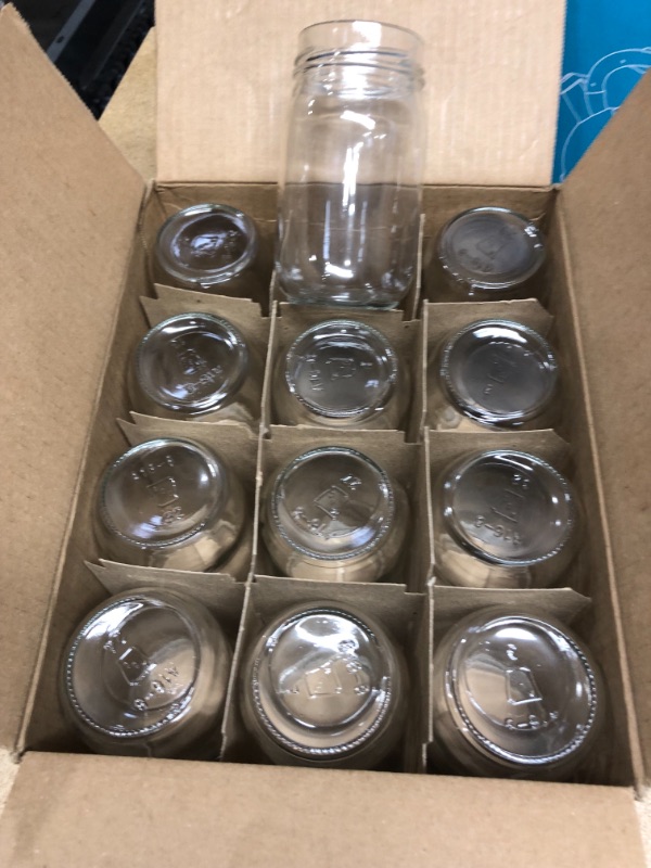 Photo 2 of 16 oz clear glass jar, neck finish 12 PACK
