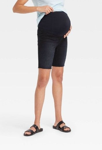 Photo 1 of Over Belly Bermuda Maternity Jean Shorts - Isabel Maternity by Ingrid & Isabel™ Black Wash SIZE 2.

