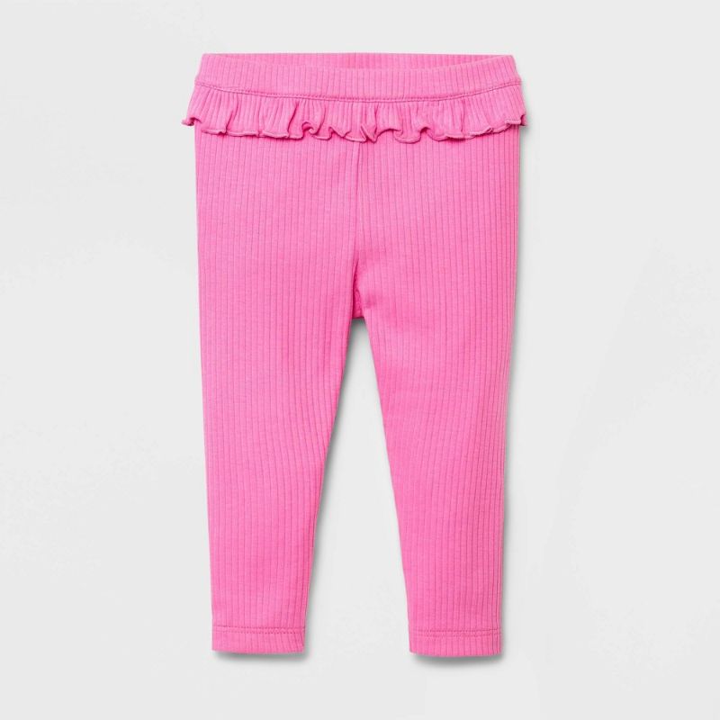 Photo 1 of Baby Girls' Rib Ruffle Waist Leggings - Cat & Jack™ Neon Pink 10 PACK. SIZE 12M.

