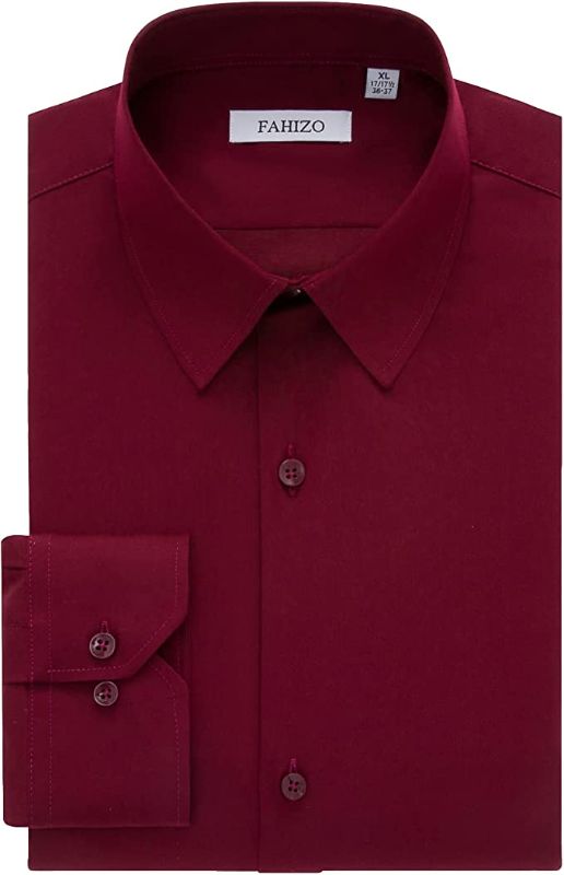 Photo 1 of FAHIZO Men's Dress Shirt Long Sleeve Stretch Regular Fit Button Down Shirts, M (15/15.5", neck 32"-33")
