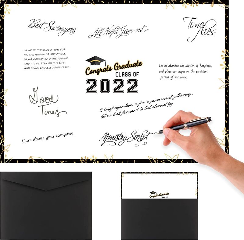 Photo 1 of 5 item bundle 
Tafatee Graduation Party Decorations 2022 Graduation Signature Board with Envelope Bag Guest Book Alternatives Personalized Graduation Gifts -Unframed (x5)