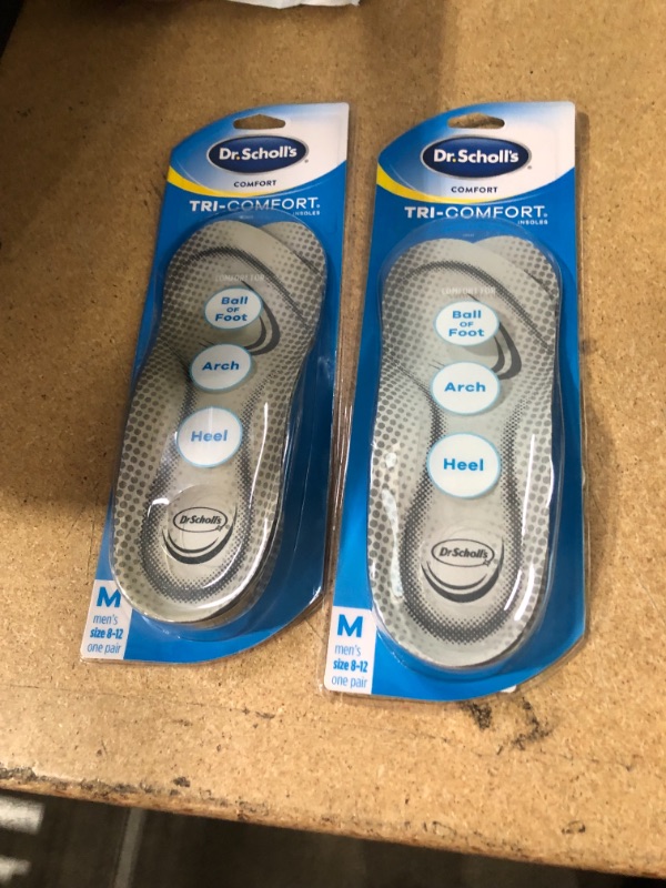 Photo 1 of 2 items
Dr. Scholl’s TRI-COMFORT Insoles // Comfort for Heel, Arch and Ball of Foot with Targeted Cushioning and Arch Support (for Men's 8-12, also available Women's 6-10)
size 8-12
(x2)