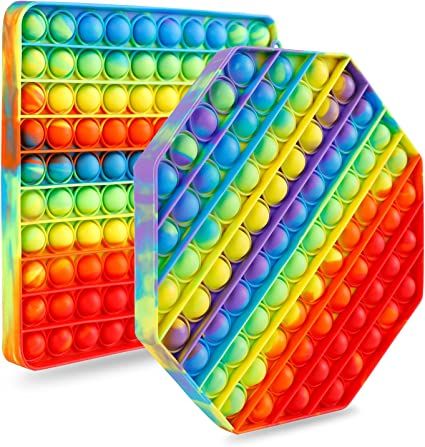 Photo 1 of 2 Packs Jumbo Toy for Kids Adult, Giant Huge Large Mega Big Press Pop Poppop Poop Popper Po it Sensory Austim Anxiety ADHD Stress Relie Game Square Octagon Tie dye Rainbow