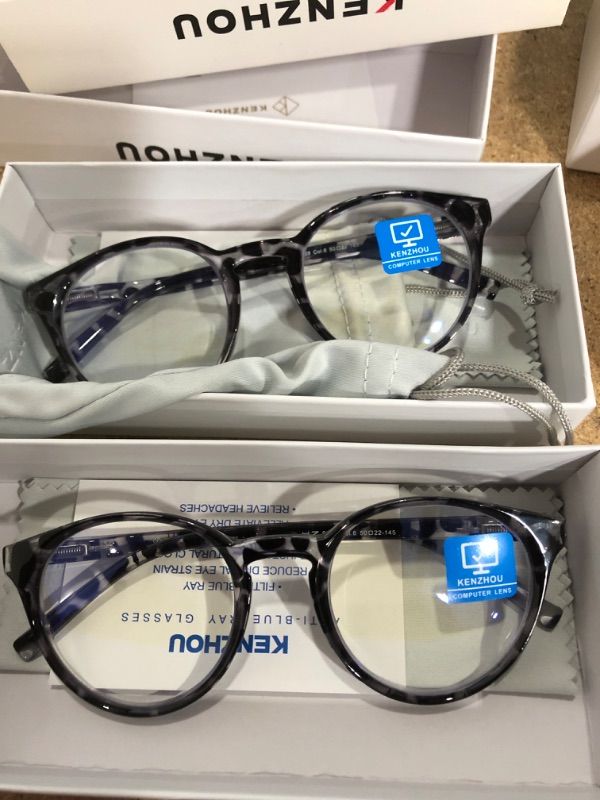 Photo 2 of K KENZHOU Blue Light Blocking Glasses Women Round Rim Frame Eyeglasses 2 pairs 