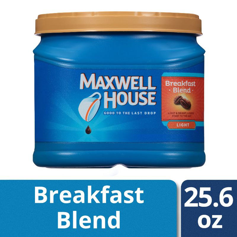 Photo 1 of 2 Maxwell House Light Roast Breakfast Blend Ground Coffee, 25.6 Oz Canister  exp 4/23