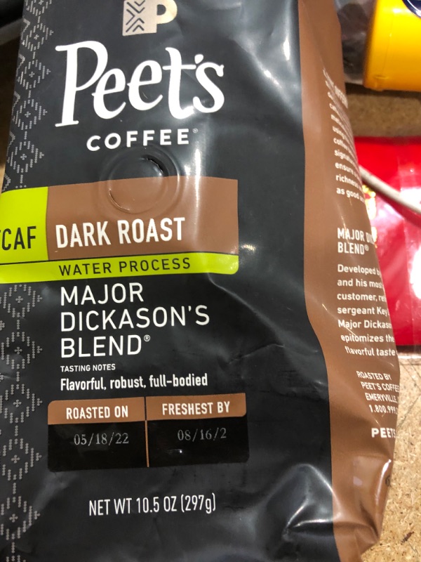 Photo 2 of (2 Pack) Peet's Coffee Decaf Major Dickason's Blend Dark Roast Ground Coffee, 10.5 Oz