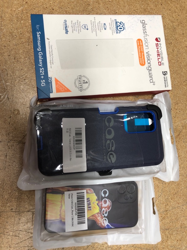 Photo 1 of *BUNDLE OF 3 PHONE CASES*
-iphone 12 mini case kobe
-A03s5g case samsung dark blue
-ZAGG Samsung Galaxy S20/S20 5G InvisibleShield VisionGuard+ Screen Protector with Anti-Microbial Technology

