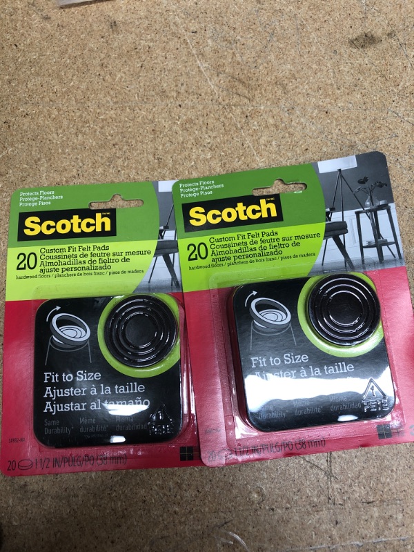 Photo 2 of 3M SP8 Scotch Felt Pads Pack: 1-1/2 in. custom fit / 20-pack (Brown) / 20-pack *2 packs*