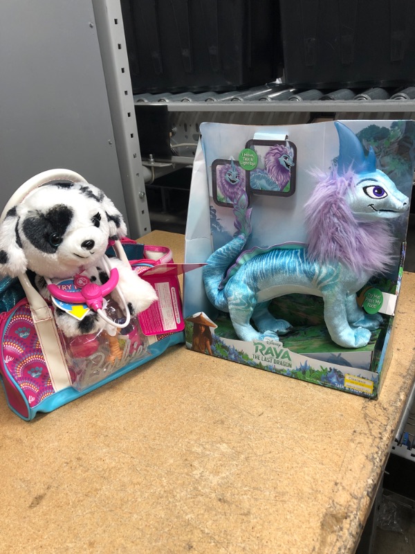 Photo 1 of **BUNDLE OF 2**
--Disney Raya and the Last Dragon Talk & Glow Sisu Stuffed Animal
--Barbie Pet Doctor with Dalmation Puppy Stuffed Animal

